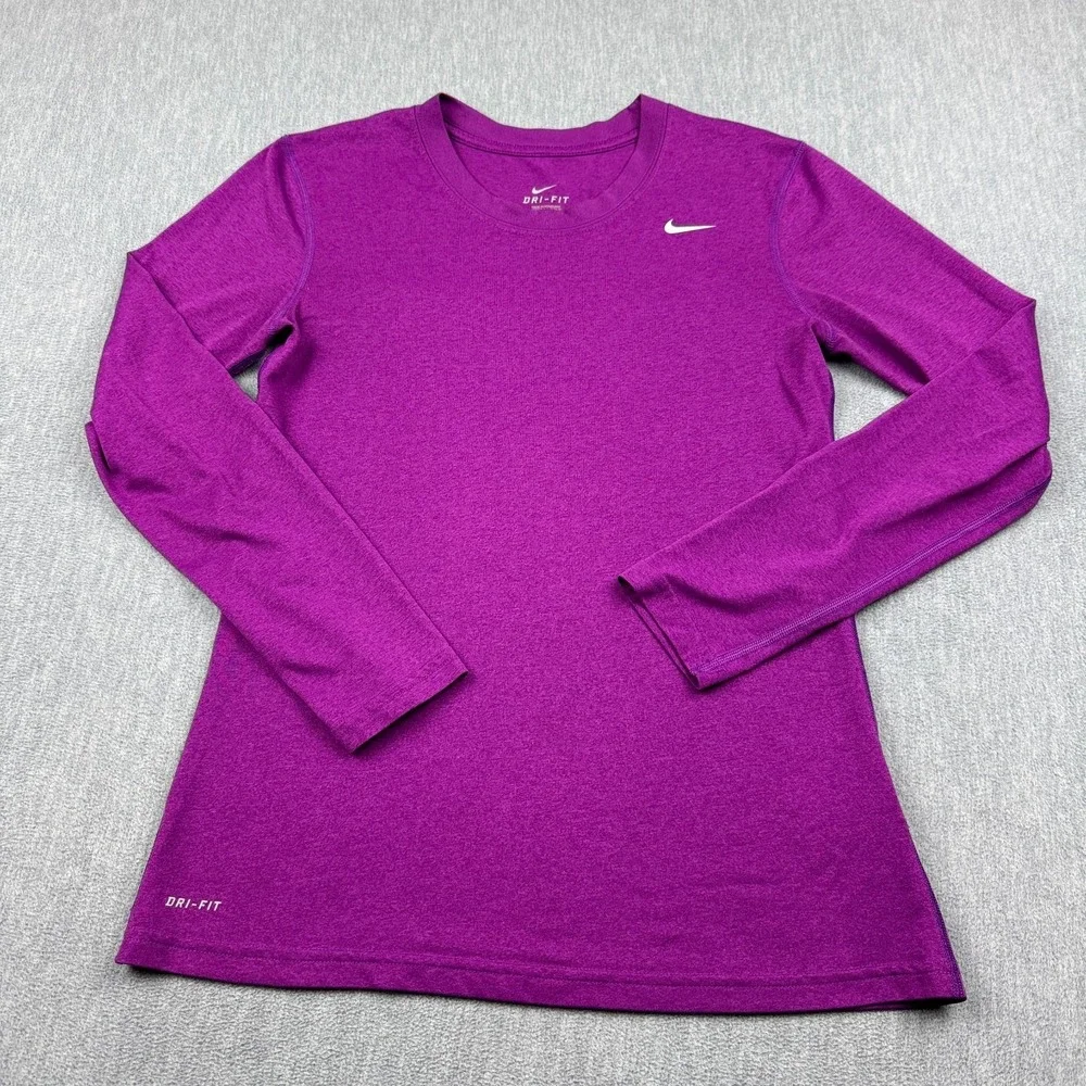 Nike Shirt Womens Small Purple Dri-Fit Performance Long‎ Short Sleeve Athletic